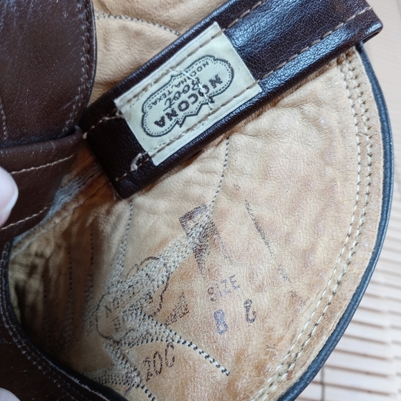 Nocona Cowboy Western Boots Dark Coffee Brown Skin - Picture 8 of 9